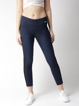 Xpose - Women Navy Blue Solid Skinny-fit Cropped Jeggings