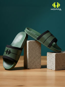 HOPPA - Men Olive Slip On Sliders