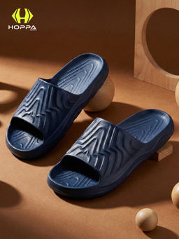 HOPPA - Men Navy Blue Slip On Sliders