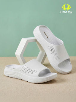HOPPA - Men White Slip On Sliders
