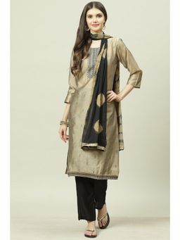 Biba - Gold Chanderi Unstitched Suit (Set of 3)