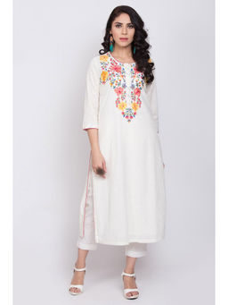 Biba - White Straight Kurta