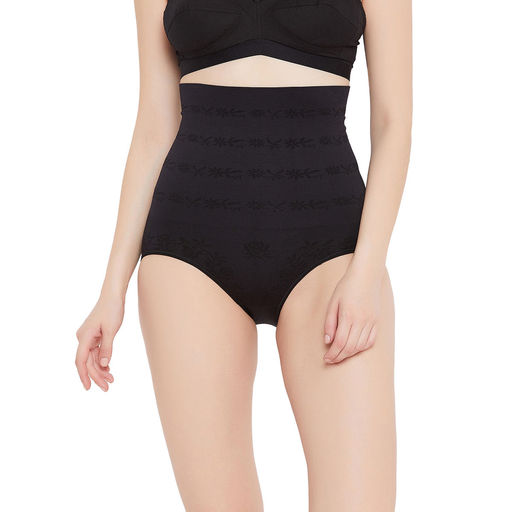 Secrets By ZeroKaata Women Solid High-waist Seamless Tummy Tucker Shapewear - Black