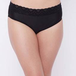 Secrets By ZeroKaata - Women Black Solid Lace Hipster Briefs