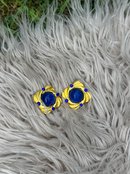 PEARLS INDIA - Gold Plated Egyptian Blue Earrings