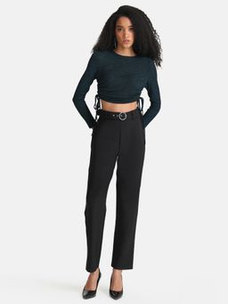 Kazo - Black Trousers With Belt And Swarovski Buckle (Set of 2)