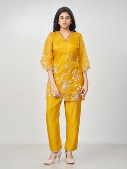 Amchoor - Women Mustard Polyester Floral Co-Ord Set