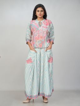 Amchoor - Women Pink Linen Floral Co-Ord Set