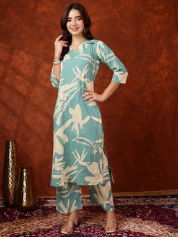 BERRYLICIOUS - Women Blue Cotton Floral Co-Ord Set