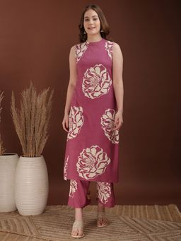 BERRYLICIOUS - Women Pink Rayon Floral Co-Ord Set