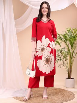 BERRYLICIOUS - Women Red Rayon Floral Co-Ord Set