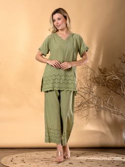 Readiprint - Women Green Pure Cotton Geometric Co-Ord Set