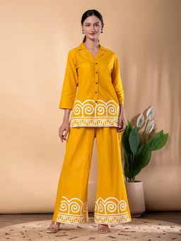Readiprint - Women Yellow Pure Cotton Geometric Co-Ord Set