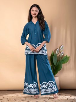 Readiprint - Women Teal Pure Cotton Geometric Co-Ord Set