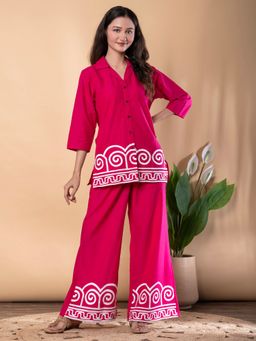 Readiprint - Women Pink Pure Cotton Geometric Co-Ord Set