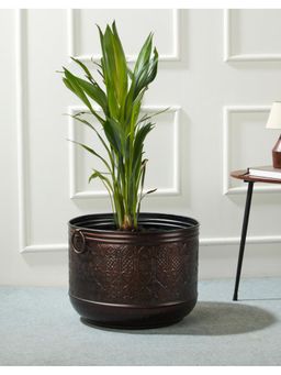 Fabindia Copper Metal Antiqued Farsi Floor Planter