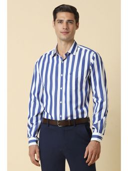 Allen Solly - Men Blue Slim Fit Stripe Full Sleeves Formal Shirt