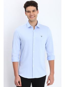 Allen Solly - Men Light Blue Slim Fit Solid Full Sleeves Casual Shirt