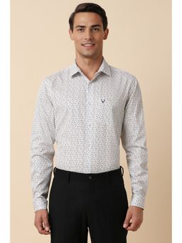 Allen Solly - Men White Slim Fit Printed Full Sleeves Formal Shirt
