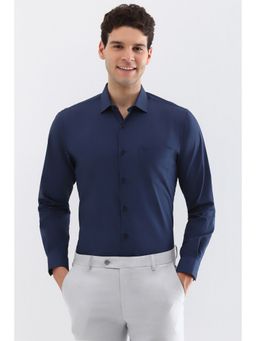 Allen Solly - Men Navy Blue Slim Fit Solid Full Sleeves Formal Shirt