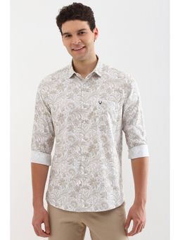 Allen Solly - Men White Slim Fit Floral Printed Full Sleeves Casual Shirt