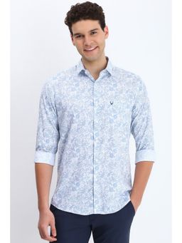 Allen Solly - Men Light Blue Slim Fit Printed Full Sleeves Casual Shirt
