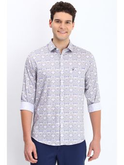Allen Solly - Men White Slim Fit Printed Full Sleeves Casual Shirt