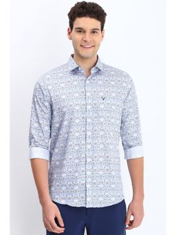 Allen Solly - Men Light Blue Slim Fit Printed Full Sleeves Casual Shirt