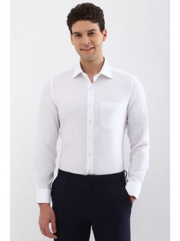 Allen Solly - Men White Slim Fit Textured Full Sleeves Formal Shirt