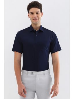 Allen Solly - Men Navy Blue Regular Fit Solid Half Sleeves Formal Shirt