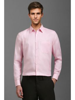 Louis Philippe - Men Pink Slim Fit Textured Full Sleeves Formal Shirt