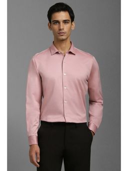 Louis Philippe - Men Pink Slim Fit Solid Full Sleeves Formal Shirt