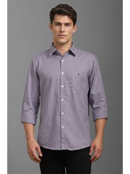Louis Philippe - Men Purple Slim Fit Checks Full Sleeves Casual Shirt