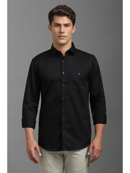 Louis Philippe - Men Black Super Slim Fit Solid Full Sleeves Casual Shirt