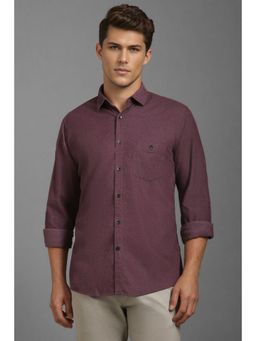Louis Philippe - Men Purple Slim Fit Textured Full Sleeves Casual Shirt