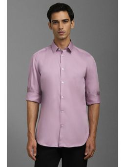 Louis Philippe - Men Lavender Classic Regular Fit Solid Full Sleeves Casual Shirt