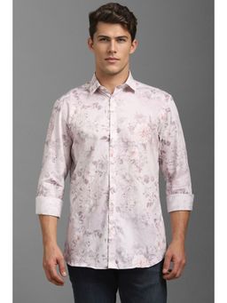 Louis Philippe - Men Pink Classic Regular Fit Printed Full Sleeves Casual Shirt