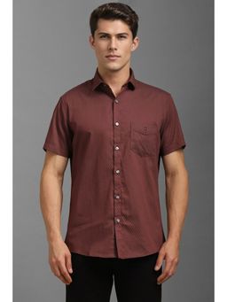 Louis Philippe - Men Maroon Slim Fit Printed Half Sleeves Casual Shirt