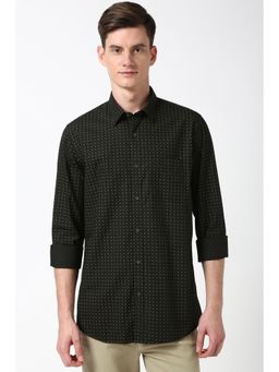 Peter England - Men Olive Slim Fit Printed Shirt