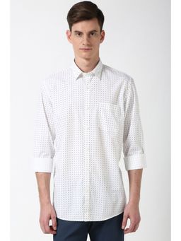 Peter England - Men White Slim Fit Printed Shirt