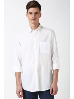 Peter England - Men White Slim Fit Printed Shirt