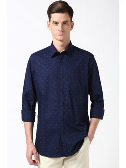 Peter England - Men Blue Slim Fit Printed Shirt