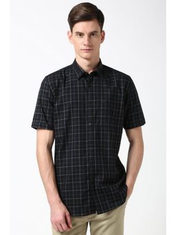 Peter England - Men Black Slim Fit Checks Shirt