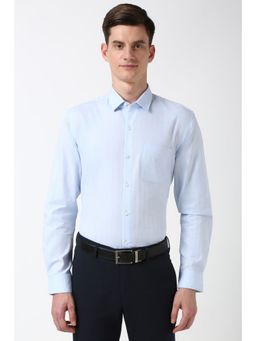 Peter England - Men Blue Regular Fit Stripe Formal Shirt