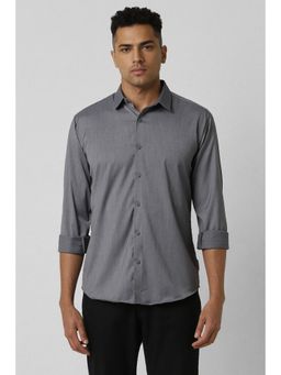 Van Heusen - Men Grey Slim Fit Textured Full Sleeves Party Shirt