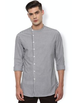 Van Heusen - Men Grey Slim Fit Stripe Full Sleeves Party Shirt