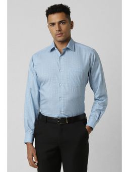 Van Heusen - Men Blue Regular Fit Checks Full Sleeves Formal Shirt
