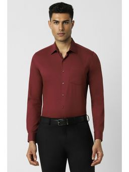 Van Heusen - Men Maroon Slim Fit Solid Full Sleeves Formal Shirt