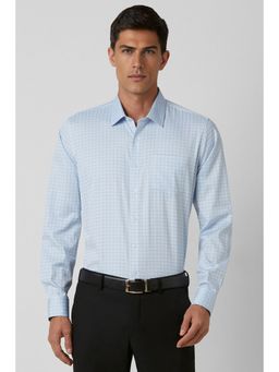 Van Heusen - Men Blue Slim Fit Checks Full Sleeves Formal Shirt