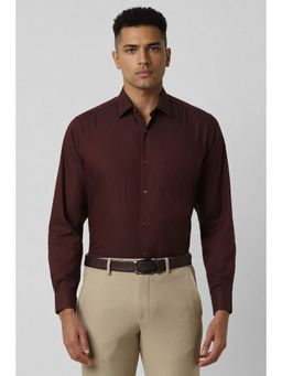 Van Heusen - Men Maroon Regular Fit Textured Full Sleeves Wedding Shirt